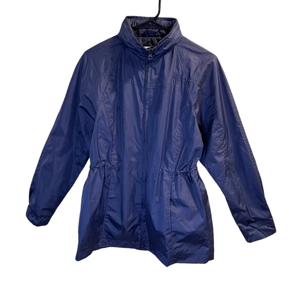 Bold Spirit Outerwear Full Zip Hooded Windbreaker Rain Coat Blue Size Small